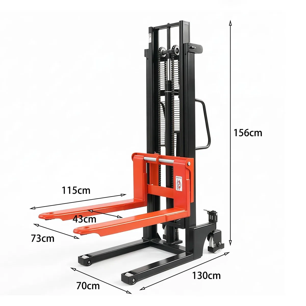 Transpalettes Type poussoir empileur de palettes 2000kg 115cm double mât fourche for le stockage d'usine logistique chariot pour entrepôt