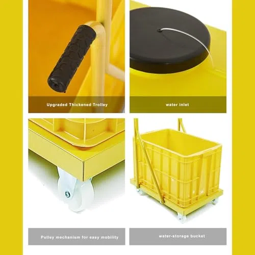 Station de lavage des yeux portable - Équipement de sécurité d'urgence avec double pulvérisation et chariot à roulettes, 53 L pour laboratoires, usines chimiques, ateliers