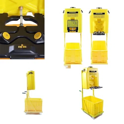 Station de lavage des yeux portable - Équipement de sécurité d'urgence avec double pulvérisation et chariot à roulettes, 53 L pour laboratoires, usines chimiques, ateliers