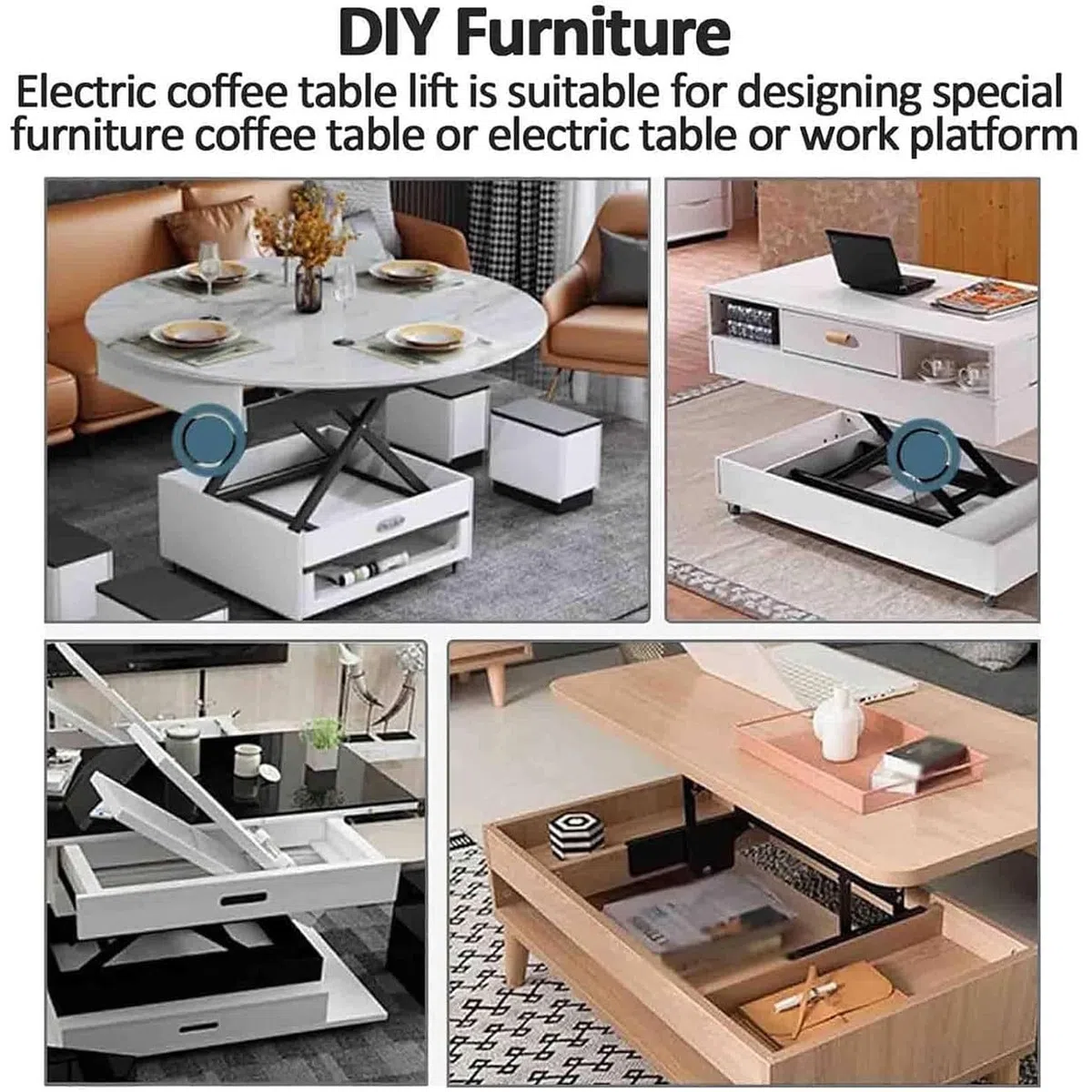 Table élévatrice électrique avec télécommande, hauteur réglable pour table de salle à manger et table basse