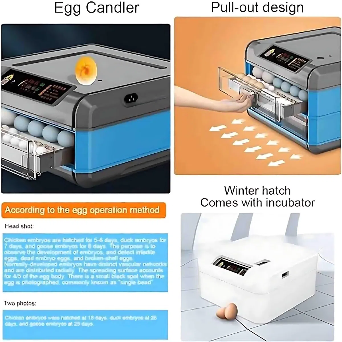Incubateur Automatique de Grande capacité pour 152 œufs, incubateur d'œufs Intelligent avec contrôle de la température, Rotation Automatique, hydratation Automatique, Conception de Couvercle