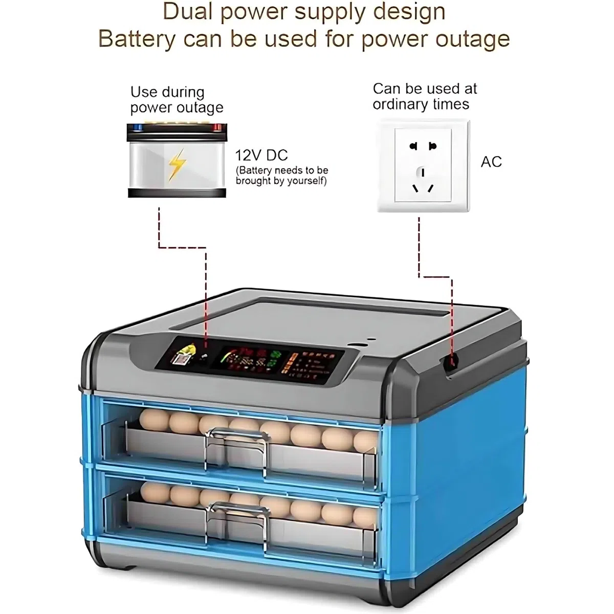 Incubateur Automatique de Grande capacité pour 152 œufs, incubateur d'œufs Intelligent avec contrôle de la température, Rotation Automatique, hydratation Automatique, Conception de Couvercle